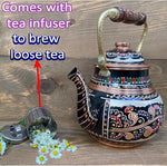 Load image into Gallery viewer, Vintage Copper Turkish TeaPot Tea Kettle Pot for Stovetop Stove Top Infuser Decorative Fancy Arabic Moroccan Party Serving Kitchen Antique Handmade Women Floral Unique Style Gooseneck Gift Decor