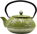 Load image into Gallery viewer, Cast Iron Teapot Tea Kettle with Stainless Steel Infuser for Stovetop Safe Coated with Enameled Interior Japanese Tetsubin with Maple Leaves Pattern(30.4oz/900ml) (Color-2)