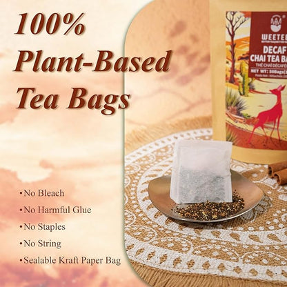 WT WEETEE Decaf Chai Tea Bags 50 Count, Blend CO2 Decaffeinated Black Tea with 6 Spices Chai, Rich & Cinnamon Aroma, Dairy & Flavoring Free