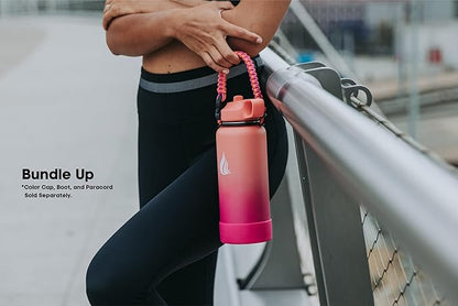 HYDRO CELL Stainless Steel Insulated Water Bottle with Straw - For Cold & Hot Drinks - Metal Vacuum Flask with Screw Cap and Modern Leakproof Sport Thermos for Adults (Coral/Punch 32oz)