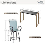 Load image into Gallery viewer, PHI VILLA 3 Piece Outdoor Bar Set, High Top Patio Bistro Table and Bar Chairs with Teal Textilene Fabric &amp; Rustproof Metal Frame for Backyard, Balcony, Garden &amp; Poolside