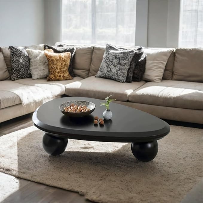 Cloud Coffee Table Modern Cute Coffee Tables Irregular Simple Tea/Center Table for Small Space End Table for Living Room, Home Office, Indoor (Oval Shape Black 39.4" Wx25.6 Dx11.8 H)