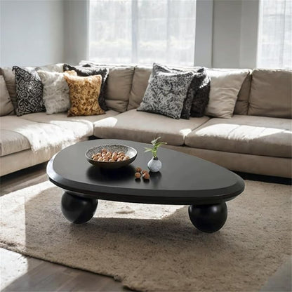 Cloud Coffee Table Modern Cute Coffee Tables Irregular Simple Tea/Center Table for Small Space End Table for Living Room, Home Office, Indoor (Oval Shape Black 39.4" Wx25.6 Dx11.8 H)