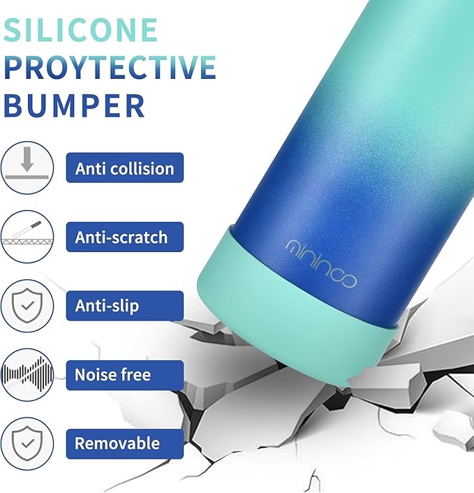 mininoo Insulated Stainless Steel Water Bottle with Straw and Lid for Sports, 24 oz, Pacific Dream