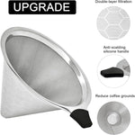 Load image into Gallery viewer, Pour Over Coffee Filter Compatible with Chemex 6/8/10 Cups &amp; Hario V60 02 03, Reusable Stainless Steel Metal Cone Slow Drip Coffee Filter, Coffees Pour Over Dripper Filters