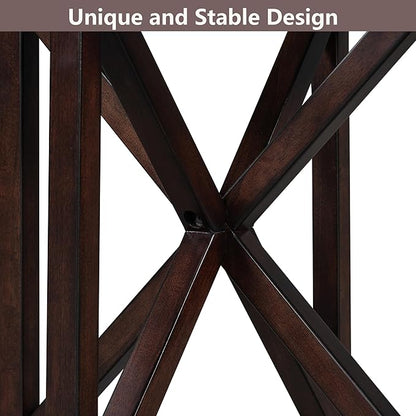 Round End Table Living Room Sofa Side Table Modern Simple Transparent Tempered Glass Top and Wood Base, Accent End Table, Cherry