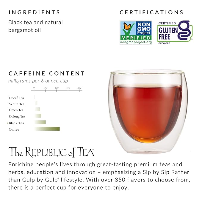 The Republic of Tea - Earl Greyer Black Tea Tin, 50 Tea Bags, Naturally Caffeinated