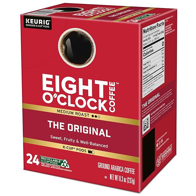 Eight O'Clock Coffee The Original Keurig Single-Serve K-Cup Pods, Medium Roast Coffee, 96 Count (4 Packs of 24)