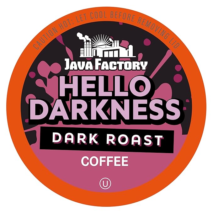 Java Factory Dark Roast Coffee Pods, Hello Darkness, 40 Count - Compatible with Keurig K Cup Brewers, Bold and Intense Coffee Flavor for Coffee Aficionados