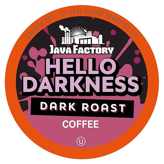 Java Factory Dark Roast Coffee Pods, Hello Darkness, 40 Count - Compatible with Keurig K Cup Brewers, Bold and Intense Coffee Flavor for Coffee Aficionados