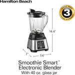 Load image into Gallery viewer, Hamilton Beach Blender for Smoothies with 5 Functions Including Auto Smoothie Cycle, Wave Action System for Ultra Smooth Results, 850 Watts, 40oz BPA Free Glass Jar, Stainless Steel (56208)