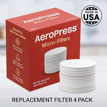 AeroPress Coffee Maker White Paper Micro-Filters, Compostable Coffee Filters Made From White, Chlorine-Free Paper, Fits Standard Size AeroPress Manual Coffee Makers, 4 Pack (1400 Count)
