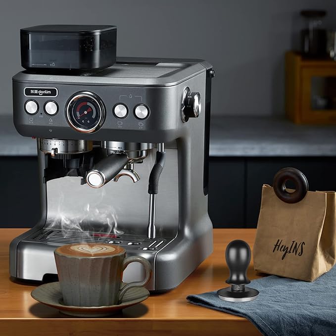 Calibrated Spring Loaded Coffee Tamper for Espresso Machine - Essential Espresso Tool for Perfect Tamping Results - Fits Portafilter Baskets(53mm, Black)