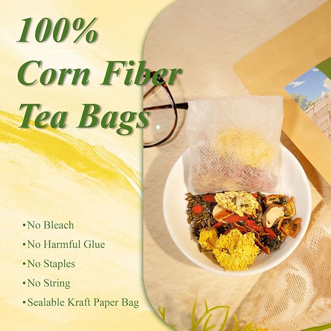 WT WEETEE Dandelion Wolfberry Tea, 10g * 20 Count Corn Firbe Tea Bags, Multiple Brewing, Made from Goji Berry Chrysanthemum Cassia Seed 7 Natural Herbal Ingredients, Wolfberry & Dandelion Herbal Tea