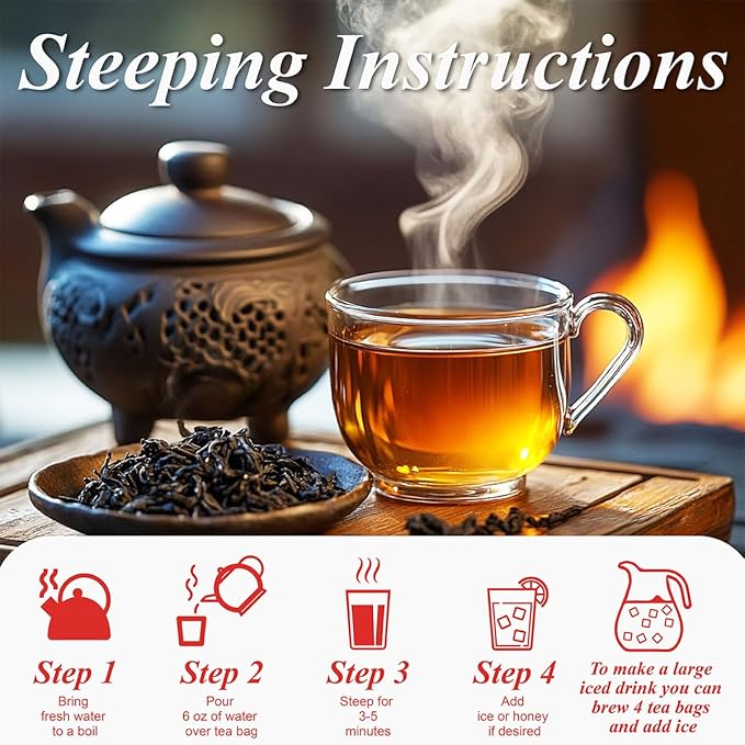 WT WEETEE Lapsang Souchong Tea Bags, 100 Count Smoky Black Tea, Natural Caffeine & Antioxidant, Classic Specialty Chinese Tea, Resealable Kraft Bag | Brew Hot or Iced