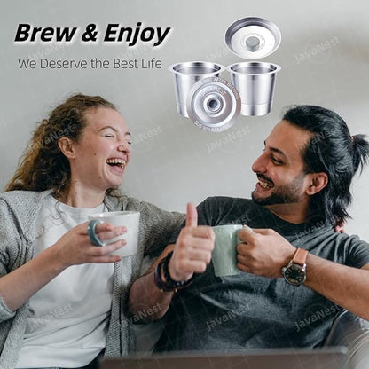 6 Pack Reusable K Cups with Stainless Steel Scoop – 304 Stainless Steel Coffee Pods Compatible with Keurig 1.0, Eco-Friendly Refillable Filter Set