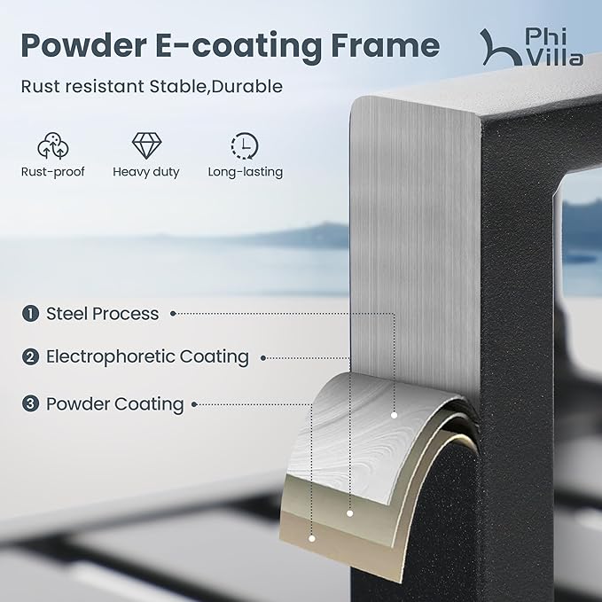 PHI VILLA Outdoor Wrought Iron Chairs Set of 6， Black Dining Bistro Metal Steel Stackable Chairs with Cushions, Support 300 LBS for Patio, Deck, Yard, Porch