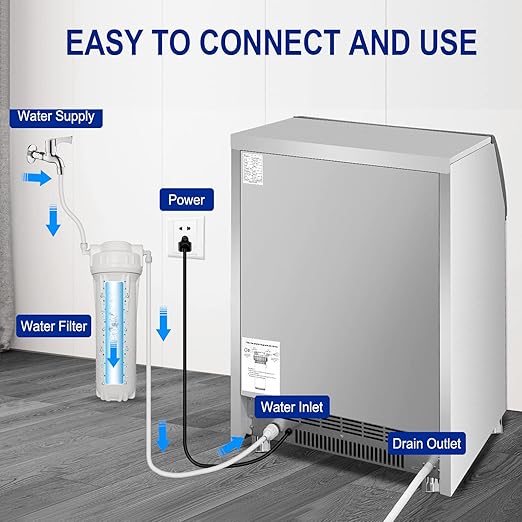 Commercial Ice Maker 250Lbs/24H Under Counter Ice Machine with 77Lbs Storage Bin, 90 Ice Cubes in 11Min, Stainless Steel Freestanding Ice Making Machine for Business, Water Filter and Scoop Included