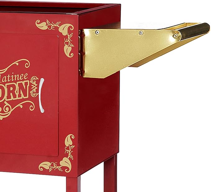 Popcorn Cart - Matinee Replacement Stand for 8-Ounce Poppers with Shelf, Push Handle, and Bicycle-Style Wheels by Great Northern Popcorn (Red)