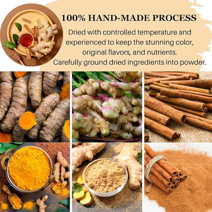 VIDA FARM 75 Turmeric Ginger Cinnamon Tea Bags, Natural Ginger Cinnamon Turmeric Tea, Ginger Cinnamon Turmeric Herbal Tea, Sugar Free, Caffeine Free, Gluten Free
