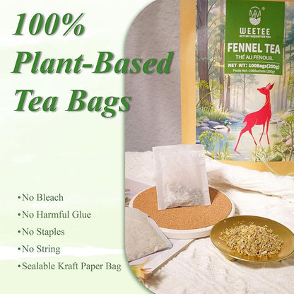 WT WEETEE Fennel Tea Bags 100 Count, 100% Natural & Pure Fennel Seeds Tea, Smooth & Sweet, No Sugar, Caffeine-Free