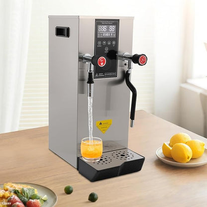 4 IN 1 Commercial Hot Water Machine, 110V/2300W Coffee Milk Foam Maker, 12L/3.17gal/H Steam Water Boiling Machine, Electric Foam Machine for Coffee Bubble Tea Milk Tea