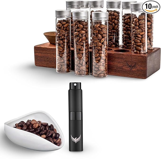 Single Dose Coffee Storage Tubes Coffee Bean Dosing Cup and Rdt Spray Bottle Set - Ceramic Dosing Tray and Spritzer