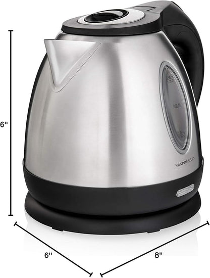 Mixpresso 1.2L Stainless Steel Small Electric Kettle, Cordless 1500w Fast Boiling Pot, Portable Hot Water Electric Tea Kettle With Boil Dry Protection & Auto Shut-Off