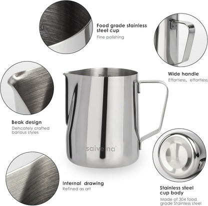 Stainless Steel Milk Frothing Pitcher - 20oz (600ml) for Espresso Machine, Cappuccino, Latte Art