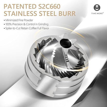 TIMEMORE Chestnut C3S Manual Coffee Grinder, Hand Coffee Grinder with Adjustable Grind Setting, Stainless Steel S2C Conical Burr Coffee Grinder, for Espresso to French Press