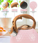 Load image into Gallery viewer, Whistling Tea Kettle,3.2Qt Stainless Steel Stove Kettle, Food Grade Teapot with Wood Pattern Handle for Coffee, Milk etc, Gas Electric Applicable (Pink)