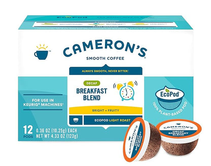 Cameron's Coffee Single Serve Pods, Decaf Breakfast Blend, (Pack of 12)