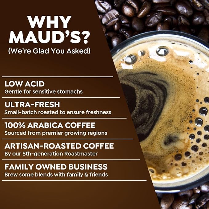 Maud's Organic Dark Roast Coffee Pods, 50 ct, Fair Trade & Single Origin Recyclable Single Serve Pods – 100% Arabica Coffee, Compatible with Keurig K Cups Maker