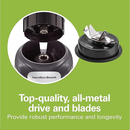 Hamilton Beach PowerMax Professional-Performance Blender for Shakes and Smoothies, Puree and Ice Crush, 48oz BPA-Free Glass Jar, 1680 Peak Watts, Stainless Steel Blades, Gray (58600J)