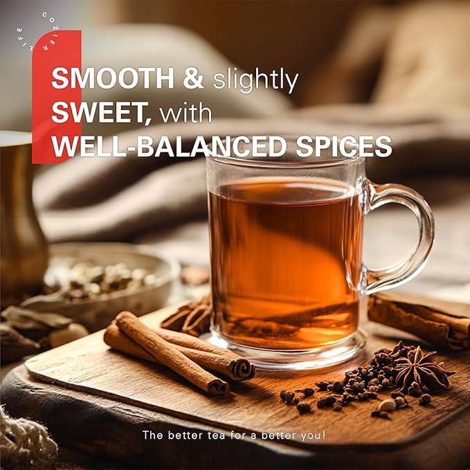 WT WEETEE Rooibos Chai Tea Bags, South African Red Tea with Cinnamon, Cloves, Cardamom, Natural Caffeine-free Herbal Tea, 50 Counts Spiced Rooibos Tea