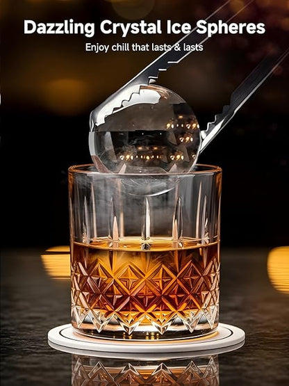 2" Clear Ice Ball Maker with ClearCore Technology, 150 pcs/Day, 4 pcs in 38 Mins, Sphere Ice Maker with Enhanced Insulation, Self-Cleaning, Automatic Water Supply for Whiskey & Bourbon