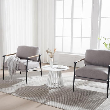 DUOMAY Modern Round Coffee Table with Unique Geometric Base, Sleek White Wood Accent Table for Living Room, Office, Lounge, White