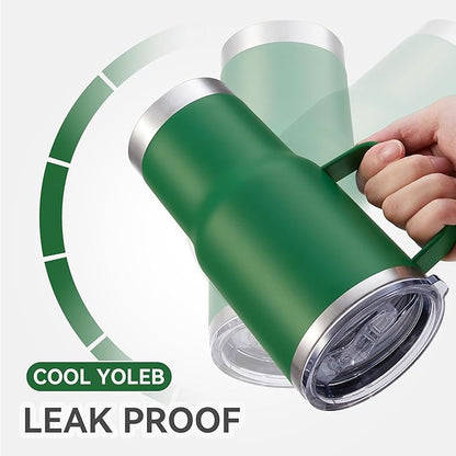 30 oz Tumbler with Handle and Lid, Stainless Steel Tumblers Bulk Double Wall Vacuum Insulated Travel Mug Leak Proof Cup Keep Drinks Cold and Hot Dark Green, 12 Pack