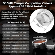 IKAPE Coffee Products, 58mm Coffee Distributor & Hand Tamper, Adjustable Depth Espresso Distributor Fits All 58mm Espresso Portafilter(Silver))