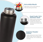 Load image into Gallery viewer, Volhoply 32 oz Insulated Water Bottle with Straw Lid and Spout Lid,Stainless Steel Sports Water Bottle,Double Wall Vacuum Cups,Leakproof Metal Flask with Wide Mouth for Hiking,Camping(Black,1)