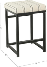 Load image into Gallery viewer, HomePop Home Decor | Modern 24-Inch Counter Stool | Backless Metal Frame Bar Stools Counter Height | Decorative Home Furniture, Black and White Stripe