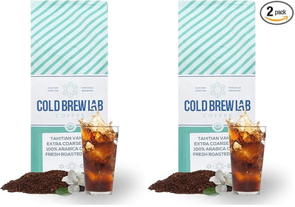 Cold Brew Organic Coarse Ground Flavored Coffee, Vanilla Flavor, Dark Roast, Colombian Supremo, Coarse Grind for Cold Brew Coffee & French Press,1 LB (Pack of 2)