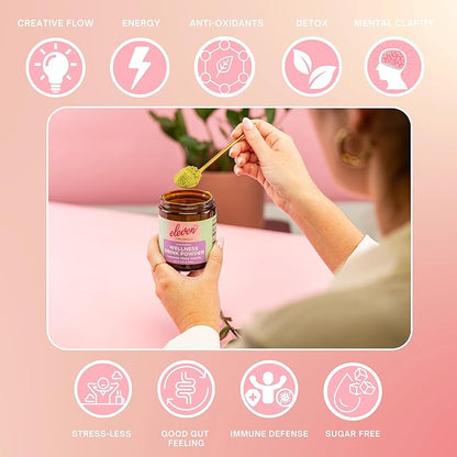 Eleven TLC Mint Matcha Powder with Lavender – Sugar-Free Japanese Green Tea for Lattes, Mocktails, Smoothies – Calm Energy, L'Theanine, Vegan, Low-Calorie, Barista-Approved Wellness Mix, Packaged Glass Jar