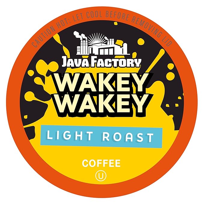 Java Factory Coffee Pods Light Roast Coffee Compatible with K Cup Brewers Including 2.0, Wakey Wakey, 80 Count