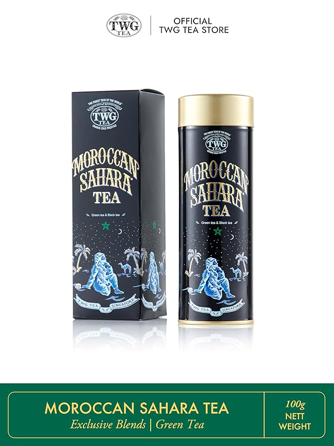TWG Tea | Moroccan Sahara Tea | Green & Black Tea | Rose Petals, Nuts & Spices | Haute Couture Tin, 100g | Gift Set