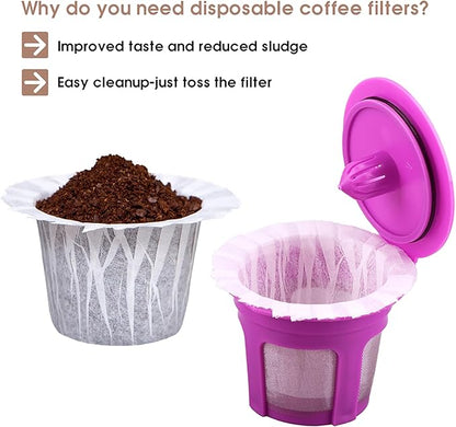 4 Pack Reusable K Cup Coffee Pods with100 Count Disposable Coffee Filters,Compatible with Keurig Single Serve 1.0 and 2.0