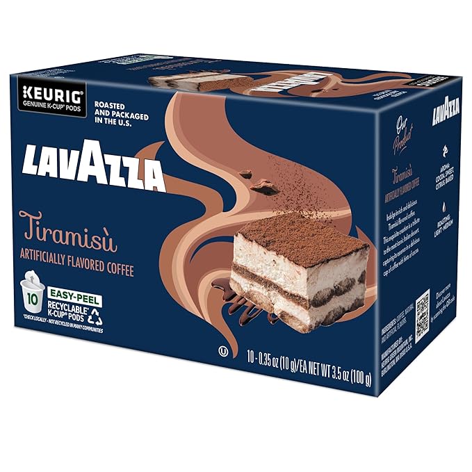 Lavazza Tiramisù Coffee, Single Serve Keurig K-Cup Pods, Flavored Coffee, 60-Count Box (6 Packs of 10)