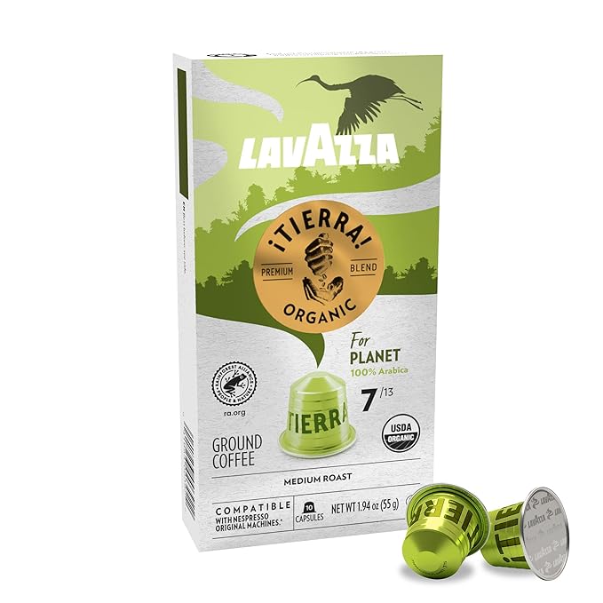 Lavazza ¡Tierra! for Planet Aluminum Capsules Compatible with Nespresso* Original Machines, Medium Espresso Roast, 100% Arabica (60 Capsules)