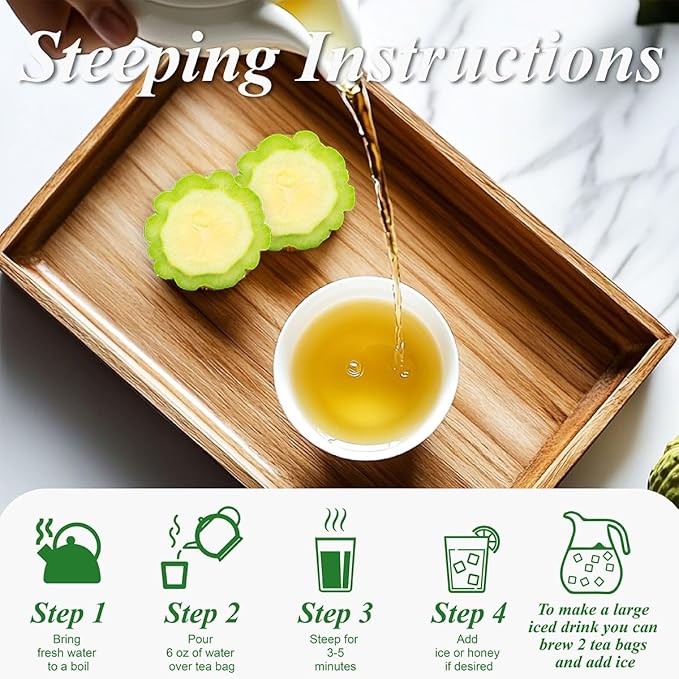 WT WEETEE Bitter Melon Tea Bags, Zero Sugar Tea, 100 Count Made with 100% Pure Natural Bitter Melon, Caffeine-free Momordica Charantia Tea