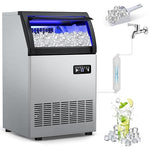Load image into Gallery viewer, Commercial Ice Maker Machine 260Lbs/24H, 72pcs Ice Cubes Under Counter Ice Machine with Water Line and Filter, Freestanding Ice Maker Machine with 55Lbs Storage ice Bin for Home/Shop/Office/Bar
